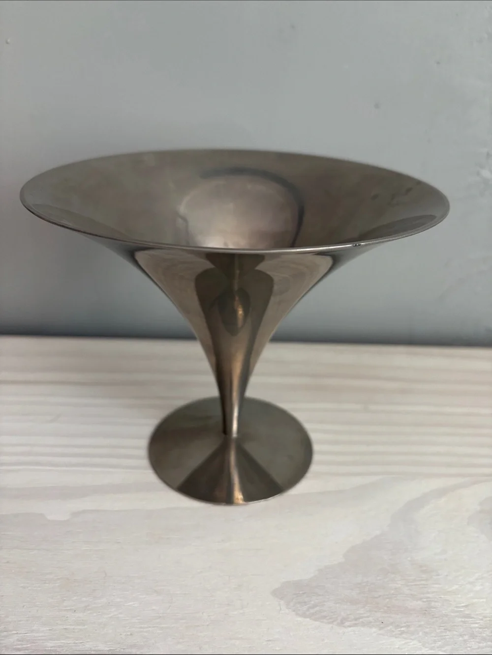 Mid Century Modern Arthur Salm Nickle Plated Silhouette Compote Bowl Dish